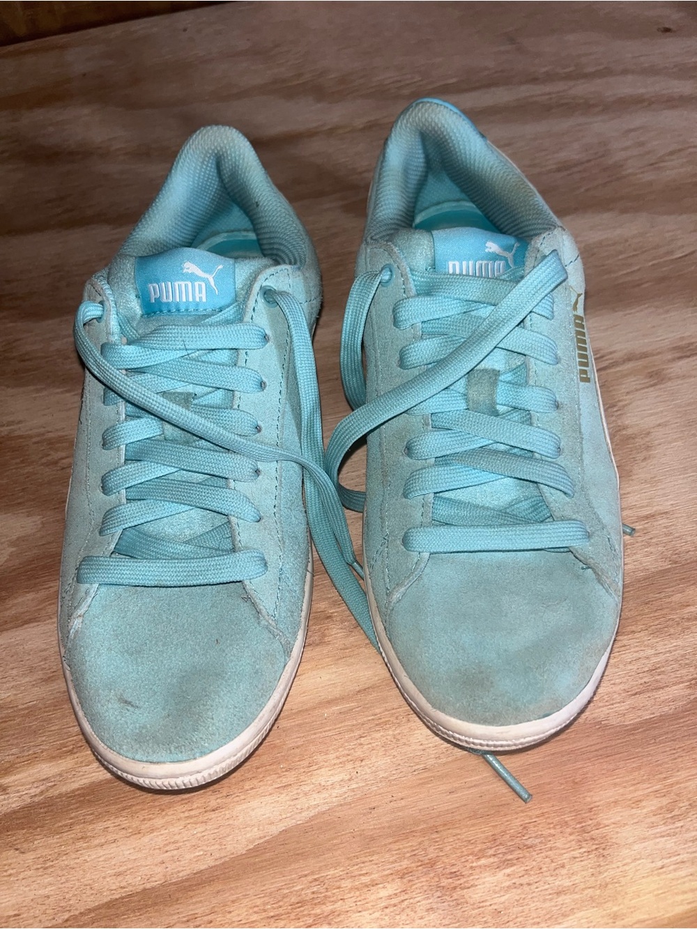Puma Women's Teal/Light Blue Suede Sneakers